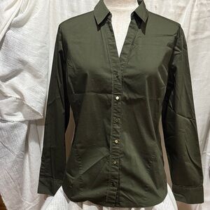 Olive Green Button Down Shirt for Women